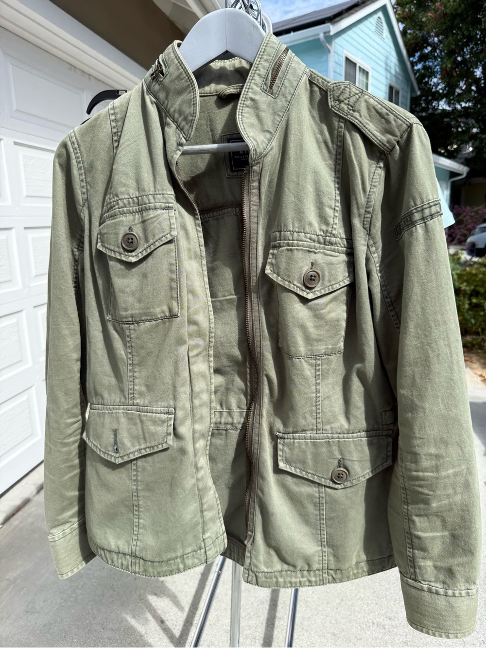 Abercrombie & Fitch Olive Green Utility Military Jacket